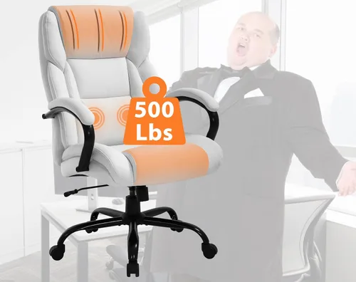 Silla de oficina grande y alta, silla de oficina de masaje ejecutivo de 500 libras, escritorio de computadora de altura ajustable, silla de trabajo