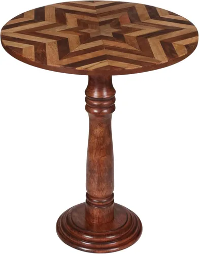 Miniatura 25 de Mesa de café de madera, mesa auxiliar con pilar individual, mesa pequeña, mesita de noche, mesa lateral, mesa de cabecera, mesa lateral de sala
