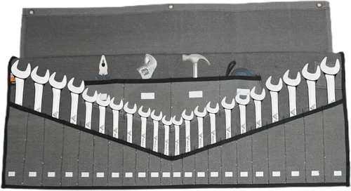 BULL TOOLS Organizador de Rollo de Herramientas de Servicio Pesado de 26 Bolsillos, Bolsa de Herramientas Enrollable de Lona Duck de Algodón, Bolsa