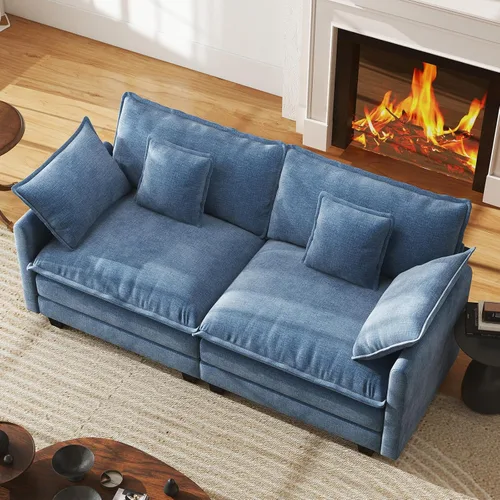 Miniatura 17 de WorthFurni Sofá Seccional Modular de 111.4", Sofá de Nube en Forma de U con 2 Otomanas Móviles, Cómodo Sofá de Chenille de Asiento Profundo