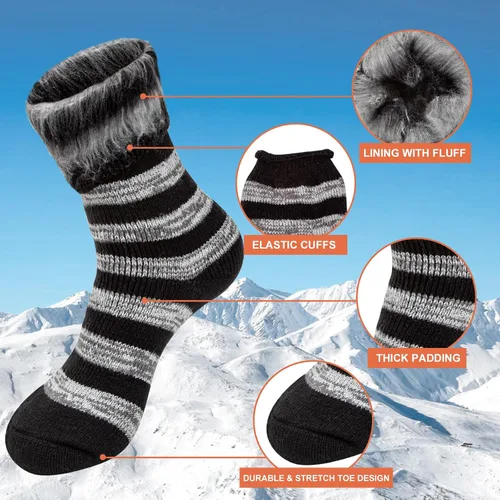 Miniatura 2 de 2-4 Pairs Thermal Socks for Men Thick Insulated Heated Socks Winter Warm Socks for Cold Weather