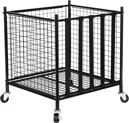 Miniatura 9 de VEVOR Rolling Sports Ball Storage Cart, Lockable Basketball Cage with Double Lids, Sport Equipment Holder Organizer for Indoor Outdoor, Steel