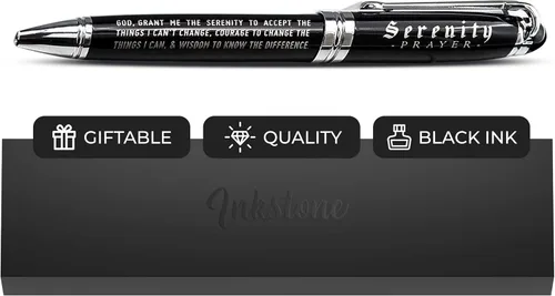 Inkstone Lápiz de Regalo Inspirador Grabado con la Oración de la Serenidad con Caja de Presentación Frase de Recuperación de Fe y Sobriedad