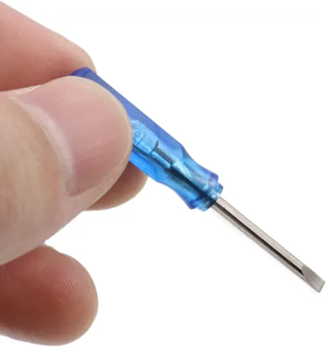 Miniatura 2 de 100 piezas de destornilladores ranurados planos de mini tamaño de 45mm x 2mm 2.0mm para reparación de gafas, celulares, HDD, cámara, laptop Azul