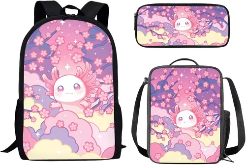 Miniatura 34 de Paquete de 3 bolsas escolares con estampado de bandera estadounidense para niños, mochila de gran capacidad para laptop, con cremallera, estuche