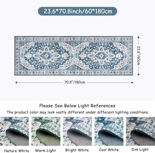 Miniatura 2 de Moynesa Alfombra de pasillo lavable ultrafina – 2 x 6 pies, color azul, alfombra de lavandería lavable, alfombras de pasillo para cocina, alfombra