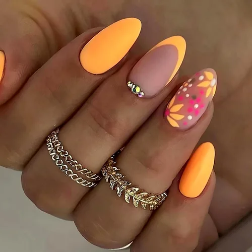 Miniatura 7 de Uñas postizas a presión con degradado rojo, almendra, longitud media, purpurina y líneas negras, uñas postizas de cobertura completa, uñas postizas