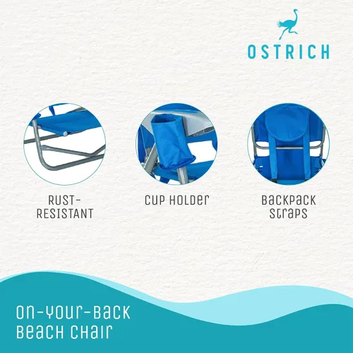 Miniatura 4 de Ostrich On-Your-Back - Silla de playa reclinable de 5 posiciones (paquete de 2)