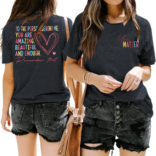 Miniatura 2 de Camisetas de salud mental para mujer, con texto en inglés You Matter, camisetas para profesores, para la persona detrás de mí, camiseta positiva