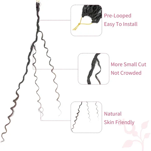Miniatura 128 de Alicoco Goddess Locs Cabello de Ganchillo 12 Pulgadas 8 Paquetes Rastas Sintéticas de Ganchillo Para Mujeres Rastas Suaves Boho Pre-enrolladas River