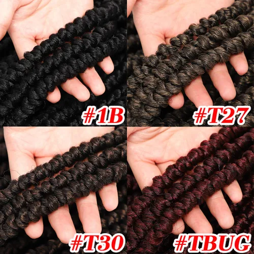 Miniatura 8 de Pelo de ganchillo senegalés pre primavera trenzado para mujeres negras, pelo sintético Passion Twist trenzado, pelo corto de 12 pulgadas rizado #1B
