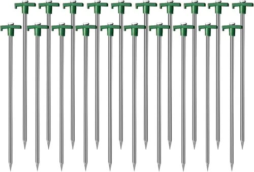 Cheardia Paquete de 10 Estacas para Tienda de Campaña Resistentes, Estacas de Patio de 9.75 Pulgadas Clavijas de Metal Antioxidante para Tienda