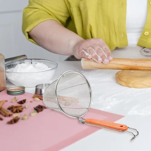 Miniatura 9 de Angoily - Canastas coladoras de fideos de 4 piezas con asa, coladores de pasta de malla para cocinar ramen y espagueti, coladores de cocina de acero