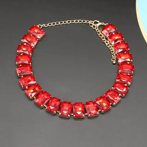 Miniatura 4 de Gargantilla de cristal con diamantes de imitación para mujer, pieza de declaración de esmeralda, collar de cadena dorada con cuello de cristal