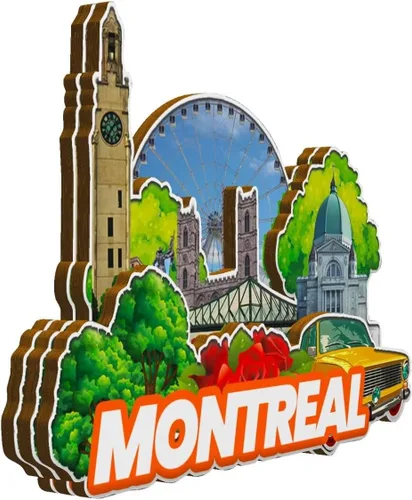 Miniatura 2 de Montreal - Imán para nevera con imán de madera 3D, monumentos coleccionables de viaje, decoración hecha a mano, 1308