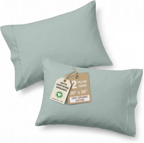 Miniatura 61 de Lane Linen - Juego de 2 fundas de almohada, 100% algodón orgánico puro, tamaño king, color amarillo claro/vainilla (20 x 36 pulgadas)