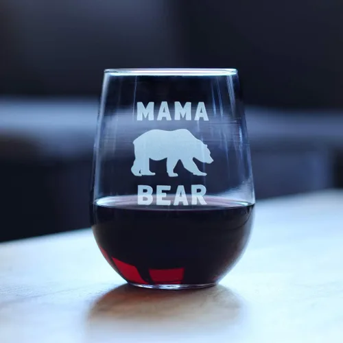 Miniatura 2 de Copa de vino sin tallo Mama Bear: divertidas ideas de regalo para mamá para el día de la madre o cumpleaños, vasos grandes de 17 onzas