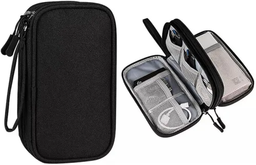 Miniatura 6 de PrimeEssence - Organizador de cables de viaje, bolsa de transporte para accesorios electrónicos, portátil, impermeable, doble capa, bolsa