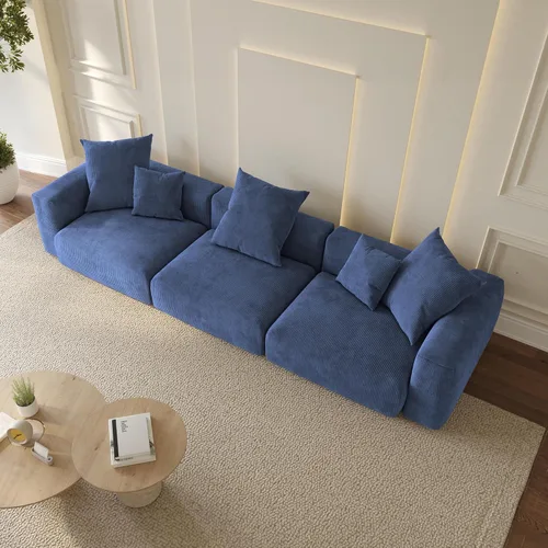 Miniatura 25 de WJShome Cloud Couch Sofá Seccional Modular, Sofá en Forma de L de 102 pulgadas con Otomana, Sofá de Pana Beige de 3 Asientos, Sofá Seccional
