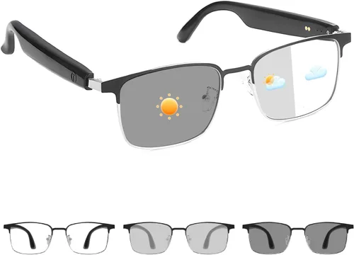 Miniatura 8 de Lentes inteligentes para hombres y mujeres, gafas Bluetooth de oreja abierta con lentes fotocrómicas, micrófono y altavoces integrados, gafas