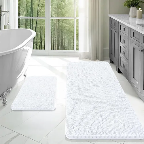 Miniatura 208 de OLANLY Juego de alfombras de baño de 2 piezas, alfombras de baño de chenilla suave y absorbente y alfombra de contorno en forma de U para inodoro