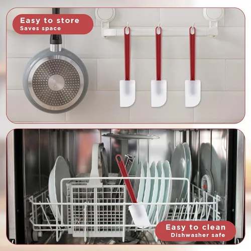 Miniatura 5 de 10 espátulas de goma de silicona, resistentes al calor, raspadores antiadherentes de 10 pulgadas para cocinar, hornear y mezclar