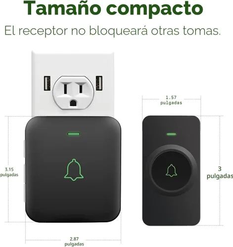 Miniatura 6 de AVANTEK Timbre de puerta inalámbrico, mini CB-11 timbre impermeable que funciona a 1000 pies con 52 melodías, 5 niveles de volumen y flash LED