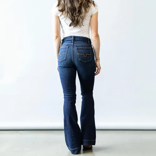 Miniatura 7 de Kimes Ranch Jennifer - Jeans de tiro ultra alto para mujer, color azul oscuro lavado