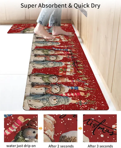 Miniatura 4 de Tapete de baño de muñeco de nieve para bañera, antideslizante, de secado rápido y absorbente, tierra de diatomeas, fregadero, dormitorio, cocina
