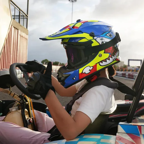 Miniatura 6 de cascos para niños y jóvenes de bicicleta todoterreno, motocross, ATV, BMX, MX, bicicleta todoterreno, casco de motocicleta J-01 con gafas y guantes
