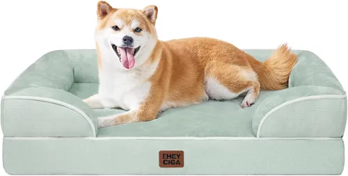 Miniatura 43 de EHEYCIGA - Cama ortopédica para perro grande, impermeable, de espuma viscoelástica y espuma tipo caja de huevos, bordes elevados, antideslizante