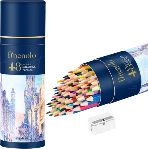 finenolo 48 paquetes de lápices de colores para libros de colorear para adultos, lápices de dibujo de núcleo blando, lápices de arte para artistas,