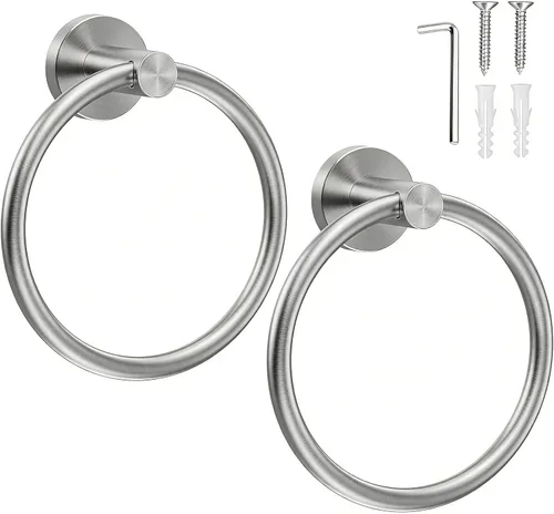 Miniatura 17 de SetSail Toallero de acero inoxidable con rosca para pared de baño, toallero de mano de acero inoxidable para baño, agujero de taladro de cocina