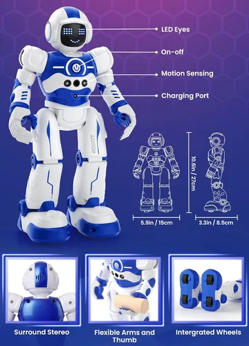 Miniatura 2 de Juguetes robot para niños, control remoto programable, inteligente, para caminar, bailar, robot con gesto y detección para niños de 4, 5, 6, 7, 8