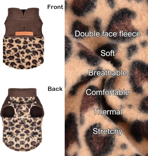 Miniatura 4 de Suéteres para perros pequeños, niño y niña, chaleco de vellón de leopardo chihuahua, suéter elástico para cachorros, ropa para mascotas, suéter