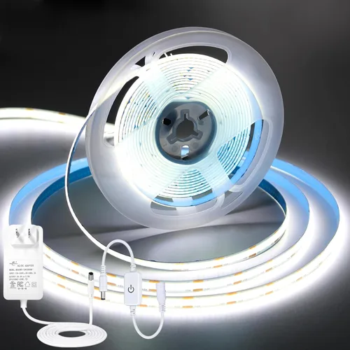 Miniatura 9 de iNextStation Tira de luz LED COB azul de 6.6 pies, tira LED COB de 5 V USB 640 LED con atenuador, CRI 93+, luces LED COB flexibles