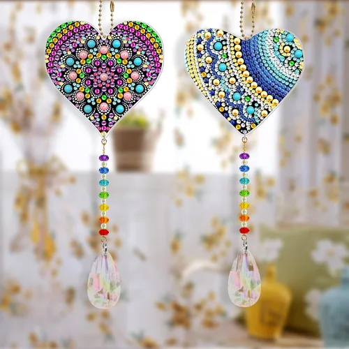Miniatura 6 de Kit de pintura de diamante con forma especial de corazón de amor, 2 piezas, taladro especial, arte de diamante, luz solar, ventana para atrapar