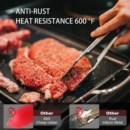 Miniatura 3 de Eddeas 2 piezas pinzas de cocina de 12 pulgadas - Pinzas resistentes al calor de 600 grados para cocinar, pinzas de metal resistente para alimentos