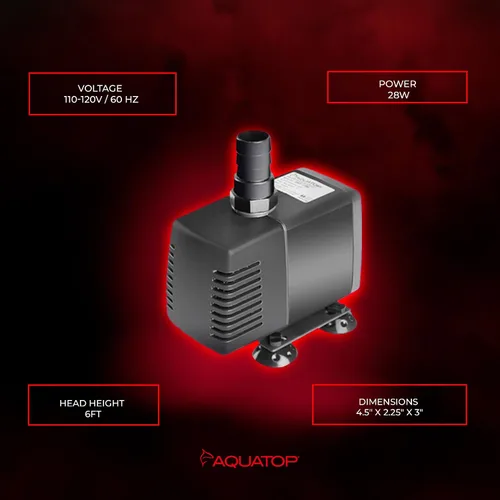 Miniatura 4 de Aquatop MaxFlow Bomba sumergible 343 GPH - Caudal ajustable para acuarios, sumideros, estatuas - Circulación eficiente del agua, SWP-1300 - Fácil