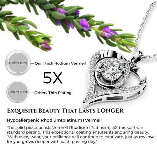 Miniatura 6 de Collar con colgante de corazón para ella, gema creada en laboratorio Moissanite, joyería para mujeres, "I Love You", plata de ley S925, regalos