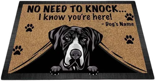 Miniatura 15 de Felpudo personalizado para amantes de los perros, diseño de pastor alemán, No Need to Knock I Konw You're Here, 27.5 x 17.7 pulgadas German Shepherd