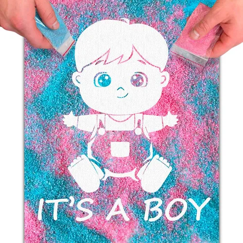 Miniatura 11 de FETTIPOP Lienzo de arte mágico, exponiendo arte de arena (revelación de género - It's a Girl - Glitter) - Anuncio sorpresa de embarazo de baby