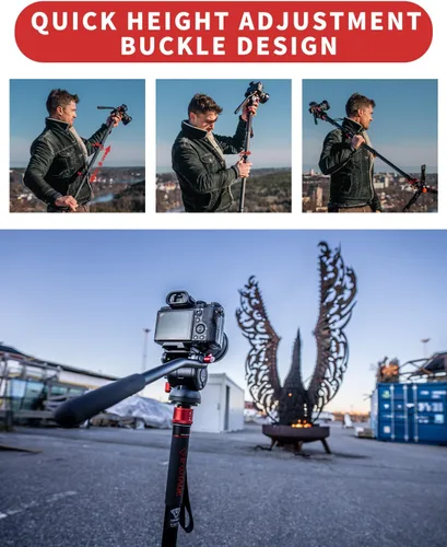 Miniatura 7 de IFOOTAGE Monopod para cámara de 71 pulgadas, Cobra 3 A180F, monopie de ajuste rápido con pies, bastón, trípode base CB3, para fotografía de cámara
