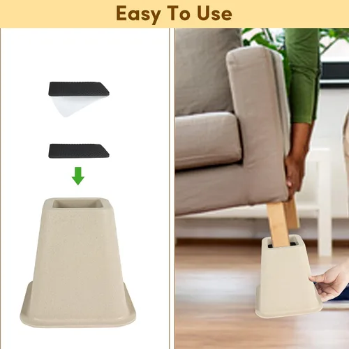 Miniatura 7 de DEDU Elevadores de cama de 6 pulgadas, resistentes, paquete de 4, elevadores de muebles para sofás de gran tamaño, elevadores de sofá