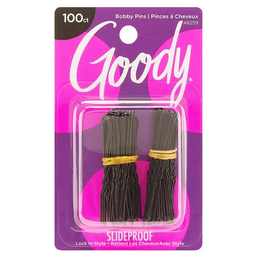 Goody Horquillas para el cabello, 100 unidades, color negro, deslizantes y bloqueadas, adecuadas para todo tipo de cabello, accesorios para el