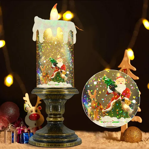 Miniatura 4 de Velas sin llama AOMIL de Navidad, velas sin llama parpadeantes con temporizador, velas LED de Navidad operadas por batería, luz de vela de muñeco