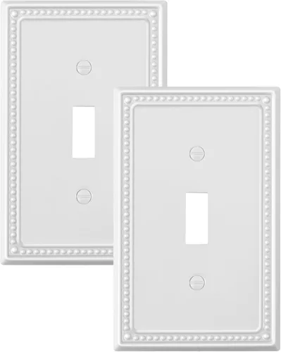 Miniatura 139 de Paquete de 4 placas de cubierta para interruptor de luz de palanca individual, cubiertas decorativas de perlas, placa de pared de metal almendra