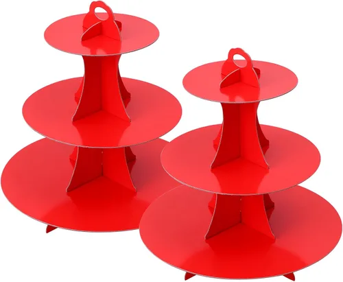 Miniatura 20 de Soleebee Soporte redondo de 3 niveles para cupcakes, torre de cartón para cupcakes, torre de soporte para pasteles de postre para decoración