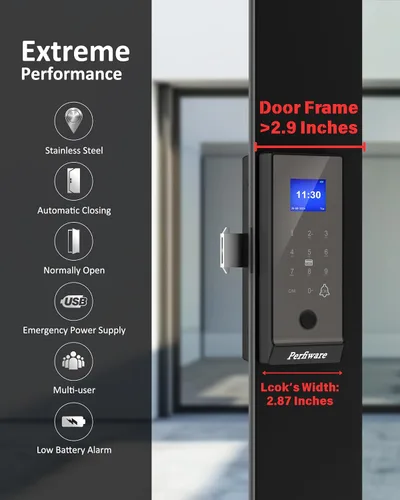 Miniatura 2 de LG2375 Cerraduras de puerta corredera de vidrio, cerradura de puerta corredera enmarcada para vidrio/madera/puerta batiente, huella digital