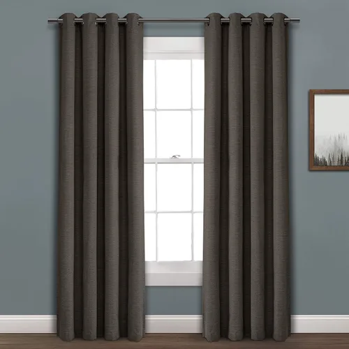 Lush Decor Panel de cortina opaca con ojales de lino sintético color carbón (84 x 52 pulgadas)